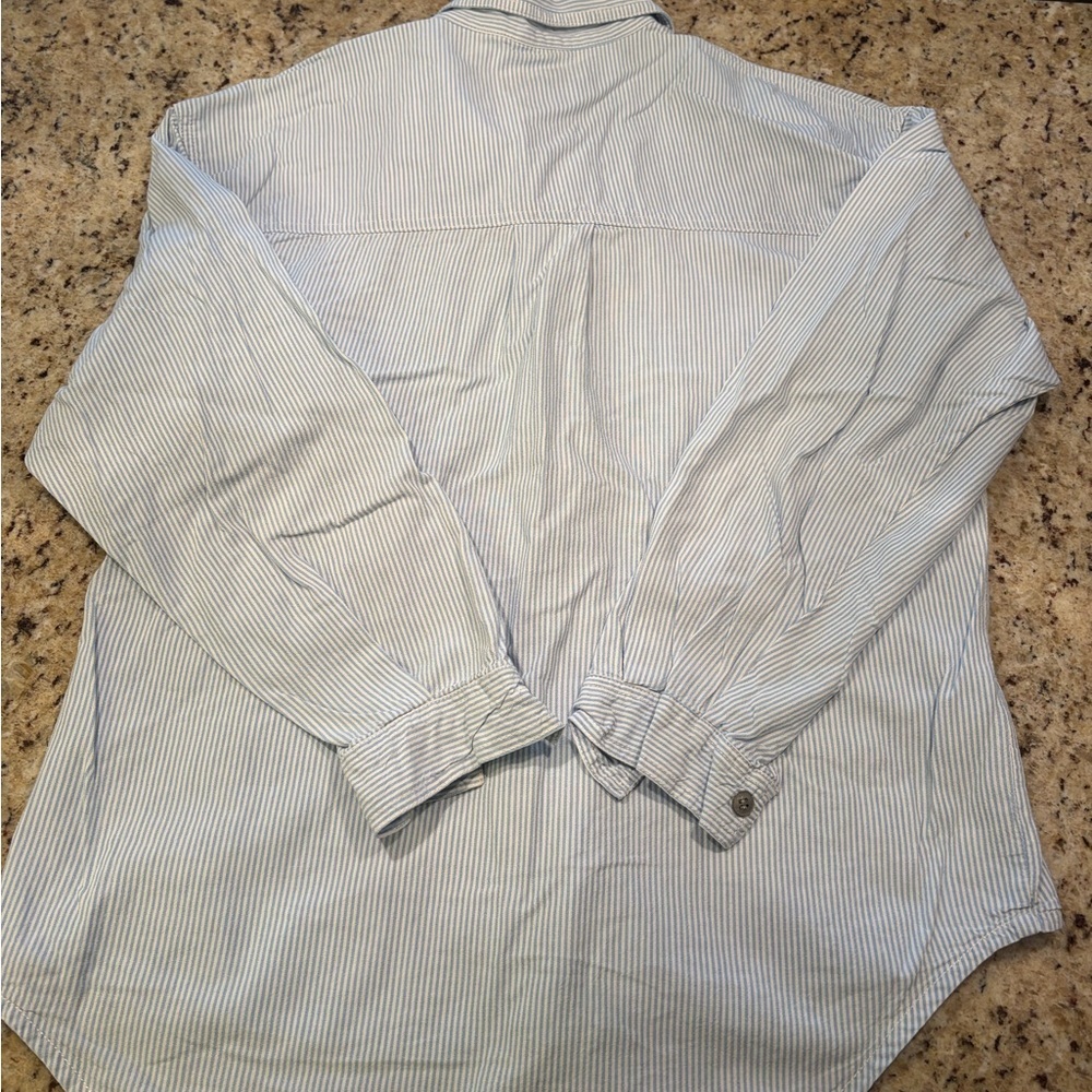 Vintage 90s Y2K Jordache Striped Blue Button Up - Picture 6 of 10